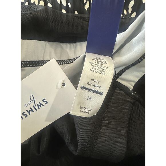 NWT Swimsuits For All 1 Piece Swim Dress Black White Dot Swimdress Plus Size 18 - Picture 5 of 9